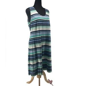 Tommy Bahama Dress 100% linen striped beach nautical vacation warm weather sz lg